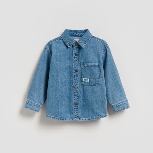 Jeansowa koszula oversize - 80 (9-12 m.) - niebieski - chłopcy - Reserved - 540HW-55J