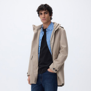 Parka z odpinanym kapturem - L - beżowy - męska - Reserved - 540HZ-80X