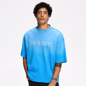 T-shirt boxy tie dye - XL - jasnoniebieski - męska - Reserved - 541IO-50X