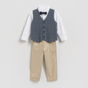 Elegancki zestaw z muszką - 104 (3-4 lata) - biały - chłopcy - Reserved - 543HW-00X