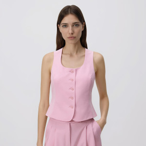 Kamizelka z wiskozą - L - różowy - damska - Reserved - 545KK-30X