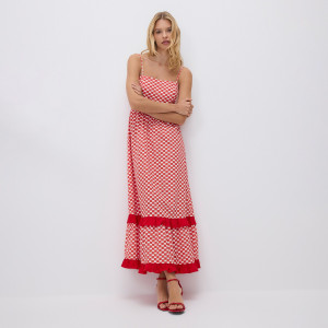 Sukienka maxi w kratę - S - czerwony - damska - Reserved - 546HV-33X