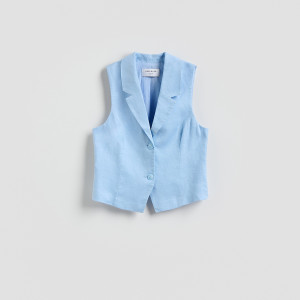 Lniana kamizelka - S - jasnoniebieski - damska - Reserved - 548KK-50X