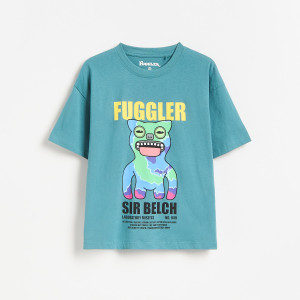 Bawełniany t-shirt Fuggler - 116 (5-6 lat) - ciemny turkus - chłopcy - Reserved - 550LF-69X