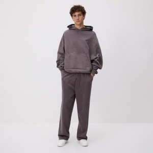 Spodnie loose fit z efektem sprania - L - ciemnoszary - męska - Reserved - 555HM-90X
