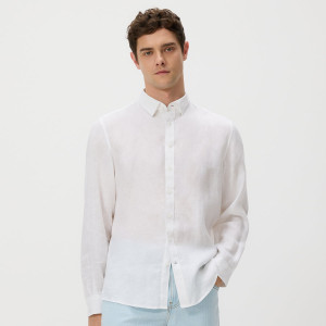 Lniana koszula regular fit - L - biały - męska - Reserved - 555HT-00X