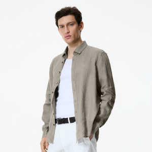 Lniana koszula regular fit - XXL - brązowy - męska - Reserved - 555HT-98X