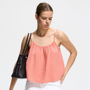 Bawełniany top - XL - koralowy - damska - Reserved - 557JN-32X