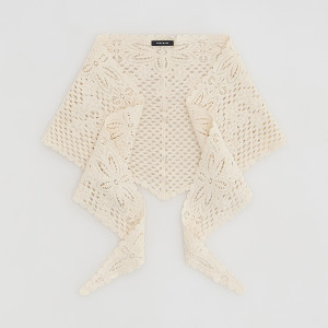 Ażurowa chusta z bawełny - ONE SIZE - złamana biel - damska - Reserved - 557JO-01X