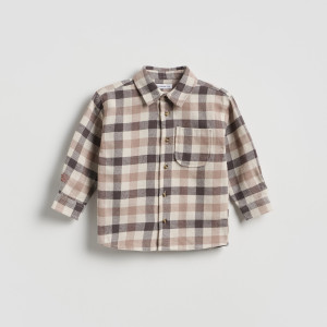 Koszula w kratę - 80 (9-12 m.) - brązowy - chłopcy - Reserved - 558HW-84X