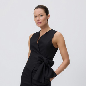 Kamizelka z wiązaniem - L - czarny - damska - Reserved - 559KK-99X