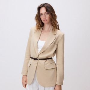 Marynarka z paskiem - XXL - beżowy - damska - Reserved - 562KK-08X