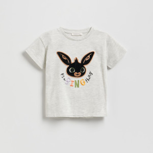 Bawełniany t-shirt Bing - 80 (9-12 m.) - jasnoszary - dziewczynki - Reserved - 564FT-09M