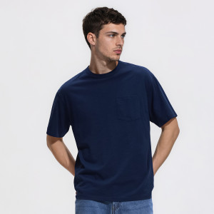 T-shirt boxy z kieszonką - L - granatowy - męska - Reserved - 564IO-59X