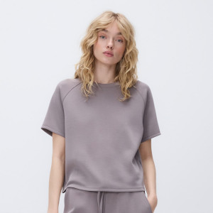 T-shirt z modalem - L - brązowy - damska - Reserved - 565GA-84X