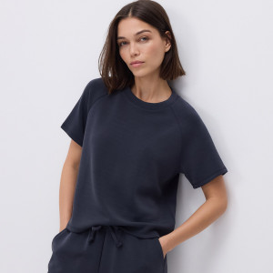 T-shirt z modalem - L - ciemnoszary - damska - Reserved - 565GA-90X