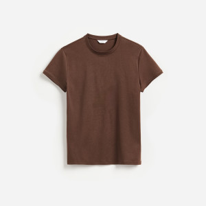 Bawełniany t-shirt slim fit - XL - brązowy - męska - Reserved - 565IO-98X