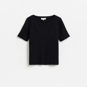 Bawełniany t-shirt - L - czarny - damska - Reserved - 565IY-99X