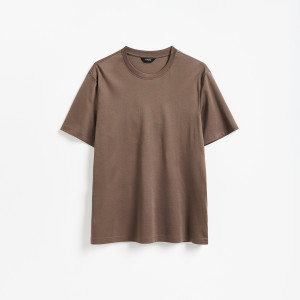 T-shirt regular z bawełny merceryzowanej - L - oliwkowy - męska - Reserved - 567IO-91X