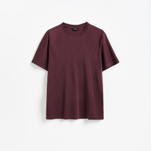 T-shirt regular z bawełny merceryzowanej - XL - brązowy - męska - Reserved - 567IO-98X