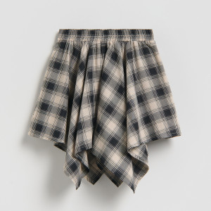 Asymetryczna spódnica w kratę - 116 (5-6 lat) - wielobarwny - dziewczynki - Reserved - 569IB-MLC