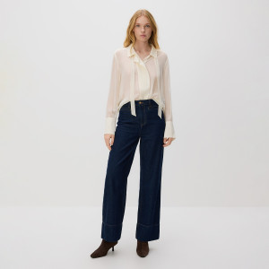 Jeansy wide leg z wysokim stanem - 34 - granatowy - damska - Reserved - 570GE-59J