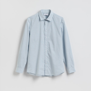 Koszula regular fit w kratę - L - jasnoniebieski - męska - Reserved - 572HT-05M