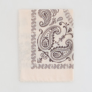 Wzorzysty szal z dodatkiem wiskozy - ONE SIZE - kremowy - damska - Reserved - 575JO-12X