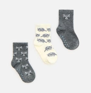 Skarpetki 3 pack - 19/21 - ciemnoszary - chłopcy - Reserved - 580KT-90M