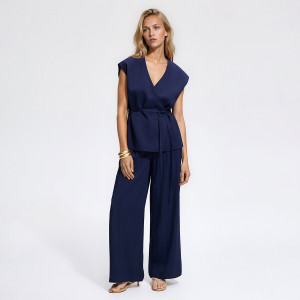 Spodnie z lyocellem - XS - granatowy - damska - Reserved - 581KK-59X