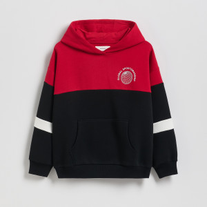 Bluza oversize z kapturem - 116 (5-6 lat) - czerwony - chłopcy - Reserved - 585HR-33X