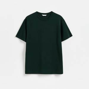 T-shirt regular z modalem - L - ciemnozielony - męska - Reserved - 586IO-78X