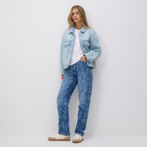 Jeansy straight ze wzorem - 34 - niebieski - damska - Reserved - 587GE-55J