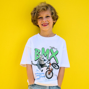 Bawełniany t-shirt z nadrukiem - 116 (5-6 lat) - biały - chłopcy - Reserved - 587MC-00X