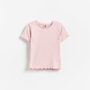 Strukturalny t-shirt z bawełną - 116 (5-6 lat) - fioletowy - dziewczynki - Reserved - 588FT-40X