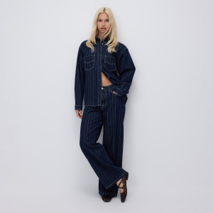 Jeansy baggy w prążek - 44 - granatowy - damska - Reserved - 590HV-59J