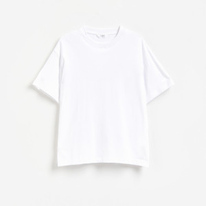Bawełniany t-shirt boxy - M - biały - męska - Reserved - 590IO-00X