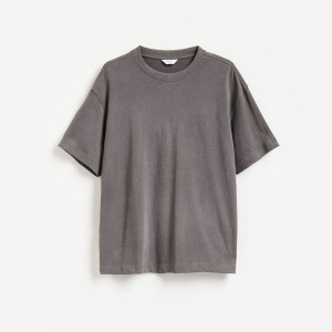 Bawełniany t-shirt boxy - L - ciemnoszary - męska - Reserved - 590IO-90X