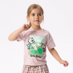 T-shirt z nadrukiem Kicia Kocia - 104 (3-4 lata) - fioletowy - dziewczynki - Reserved - 591FT-40X