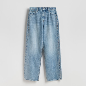 Jeansy wide leg z aplikacją - 36 - niebieski - damska - Reserved - 591HV-55J