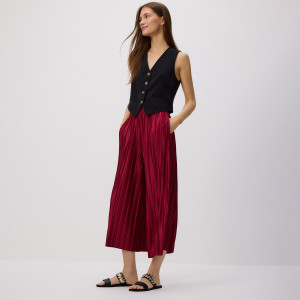 Plisowane spodnie culotte - S - bordowy - damska - Reserved - 593GA-83X