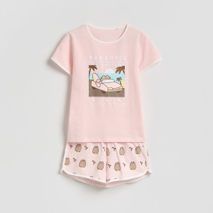 Dwuczęściowa piżama Pusheen - 146/152 (10-11 lat) - różowy - dziewczynki - Reserved - 593JS-30X