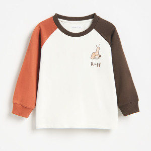 Bawełniany longsleeve - 104 (3-4 lata) - złamana biel - chłopcy - Reserved - 596KM-01X