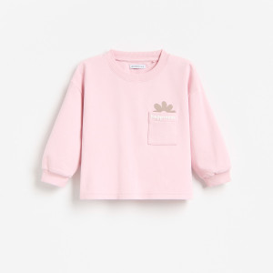 Bawełniana bluza z kieszonką - 104 (3-4 lata) - brudny róż - dziewczynki - Reserved - 598KD-39X