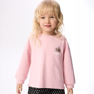 Bawełniana koszulka z kieszonką - 116 (5-6 lat) - brudny róż - dziewczynki - Reserved - 598KD-39X