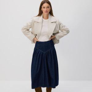 Jeansowa spódnica midi - XL - granatowy - damska - Reserved - 599HV-59J