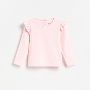 Koszulka z falbanami - 98 (2-3 lata) - pastelowy róż - dziewczynki - Reserved - 599KD-03X