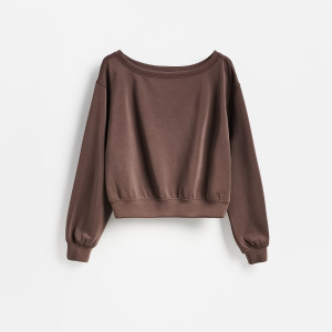 Gładka bluza z modalem - L - brązowy - damska - Reserved - 599KE-84X