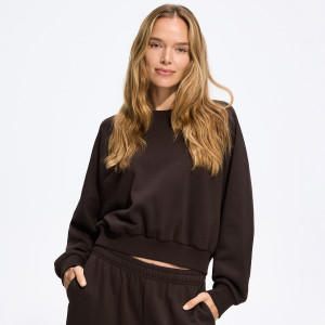 Gładka bluza - M - ciemnobrązowy - damska - Reserved - 602KE-89X