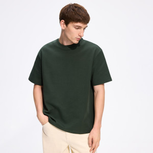 T-shirt boxy w prążek - M - morski - męska - Reserved - 603IO-67X